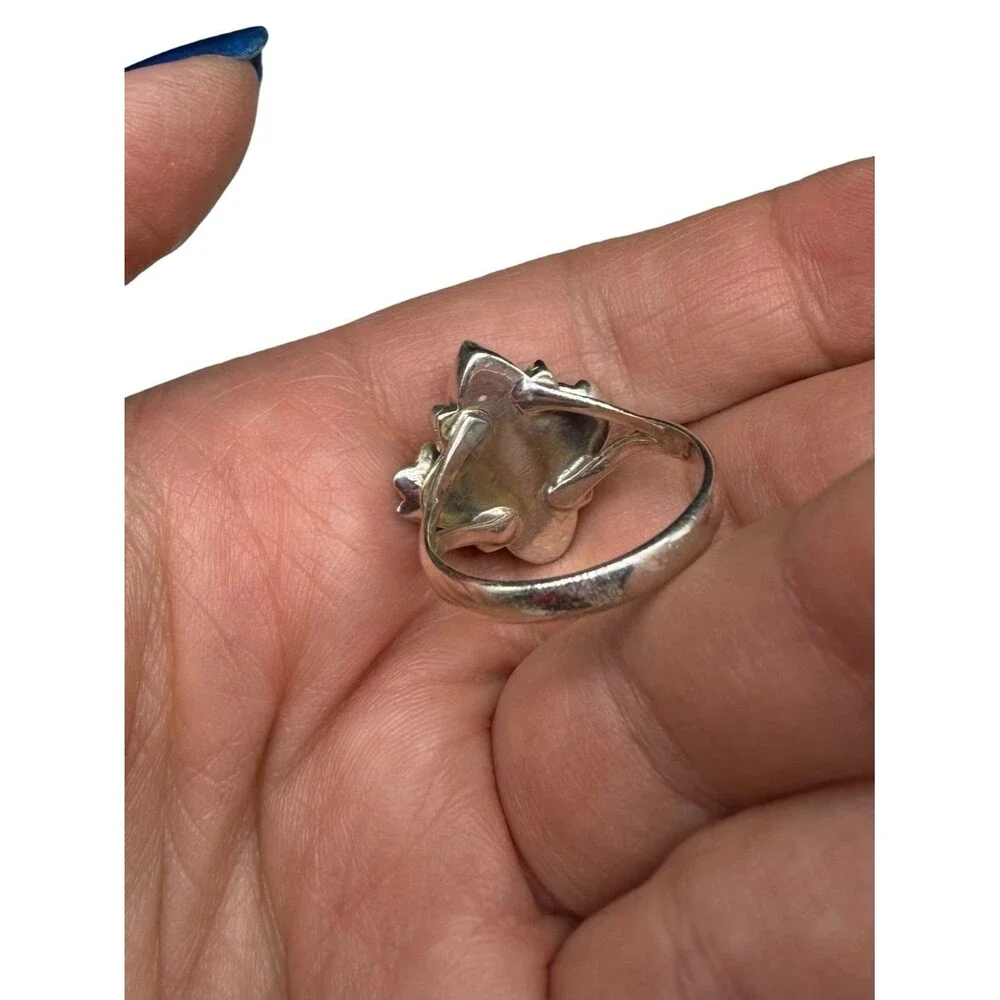 Cotton Candy Kingman Turquoise Flower Ring Size 10 Solid 925 Sterling Silver